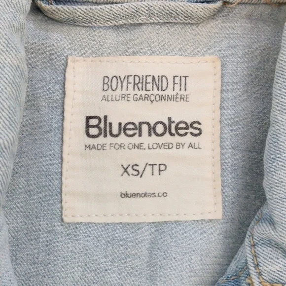 BLUENOTES boyfriend fit light blue embroidered denim jacket oversized XS - Picture 8 of 10